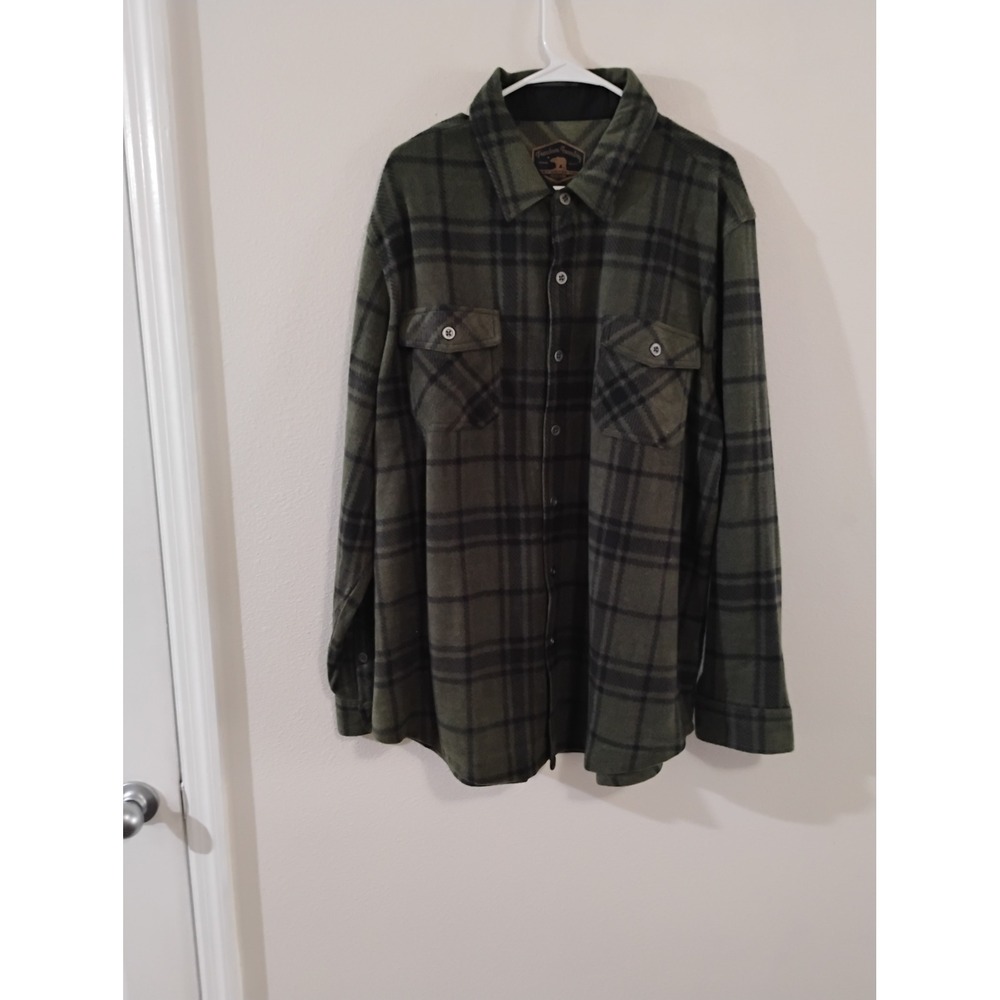 Freedom Foundry Mens XXL Fleece Shirt Jacket Green Black Plaid Flannel Shacket